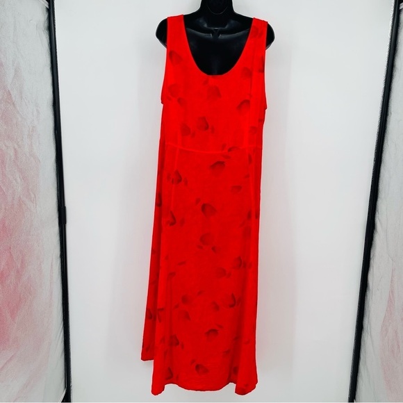 Vintage Floral Maxi Shift Dress‎ Womens Plus Size 20 Red Tulip Rayon Sleeveless - Picture 2 of 8